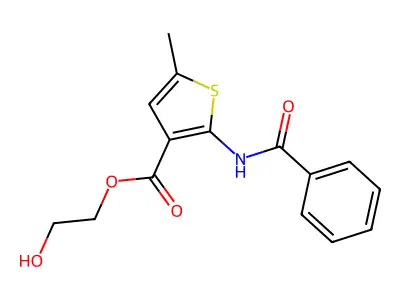 3-Thiophenecarboxylic acid, 2-(benzoylamino)-5-methyl-, 2-hydroxyethyl ester structure