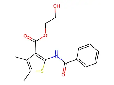 3-Thiophenecarboxylic acid, 2-(benzoylamino)-4,5-dimethyl-, 2-hydroxyethyl ester structure