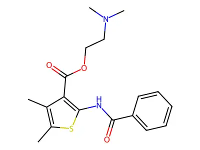 3-Thiophenecarboxylic acid, 2-(benzoylamino)-4,5-dimethyl-, 2-(dimethylamino)ethyl ester structure
