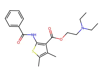 3-Thiophenecarboxylic acid, 2-(benzoylamino)-4,5-dimethyl-, 2-(diethylamino)ethyl ester structure