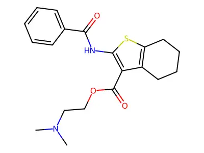 Benzo(b)thiophene-3-carboxylic acid, 4,5,6,7-tetrahydro-2-(benzoylamino)-, 2-(dimethylamino)ethyl ester structure