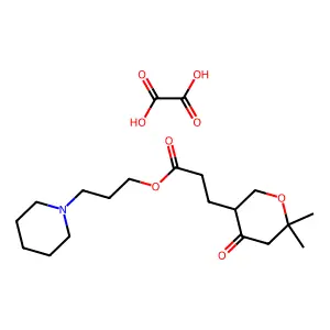 2H-Pyran-3-propanoic acid, tetrahydro-6,6-dimethyl-4-oxo-, 3-(1-piperidinyl)propyl ester, ethanedioate structure