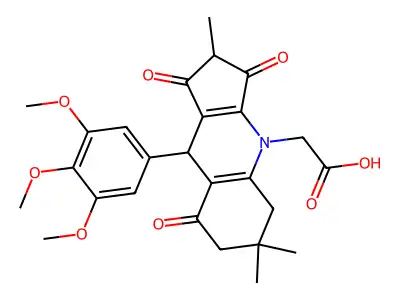 4H-Cyclopenta(b)quinoline-4-acetic acid, 1,2,3,5,6,7,8,9-octahydro- 9-(3,4,5-trimethoxyphenyl)-2,6,6-trimethyl-1,3,8-trioxo- structure
