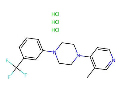 Piperazine, 1-(2-methyl-4-pyridyl)-4-(alpha,alpha,alpha-trifluoro-m-tolyl)-, trihydrochloride structure