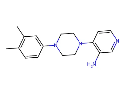 Piperazine, 2-amino-4-(4-pyridyl)-1-(3,4-xylyl)- structure
