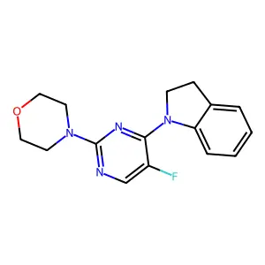 4-[4-(2,3-Dihydroindol-1-yl)-5-fluoropyrimidin-2-yl]morpholine structure