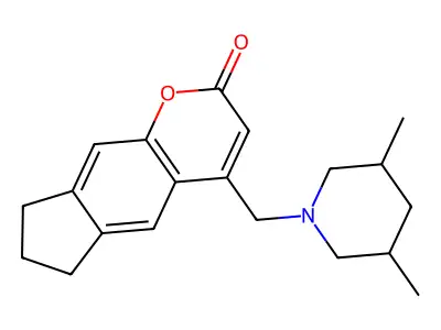 4-((3,5-dimethylpiperidin-1-yl)methyl)-7,8-dihydrocyclopenta[g]chromen-2(6H)-one structure