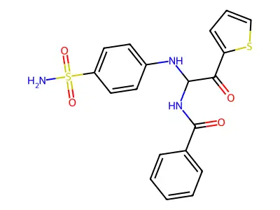 N-{2-oxo-1-[(4-sulfamoylphenyl)amino]-2-(thiophen-2-yl)ethyl}benzamide structure