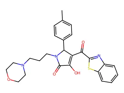 4-(1,3-benzothiazol-2-ylcarbonyl)-3-hydroxy-5-(4-methylphenyl)-1-(3-morpholinopropyl)-1,5-dihydro-2H-pyrrol-2-one structure