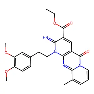 ethyl 1-(3,4-dimethoxyphenethyl)-2-imino-10-methyl-5-oxo-1,5-dihydro-2H-dipyrido[1,2-a:2,3-d]pyrimidine-3-carboxylate structure