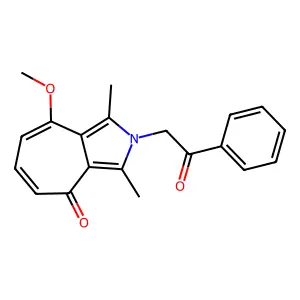 8-methoxy-1,3-dimethyl-2-(2-oxo-2-phenylethyl)cyclohepta[c]pyrrol-4(2H)-one structure