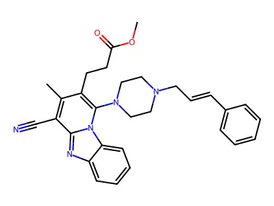 (E)-methyl 3-(1-(4-cinnamylpiperazin-1-yl)-4-cyano-3-methylbenzo[4,5]imidazo[1,2-a]pyridin-2-yl)propanoate structure