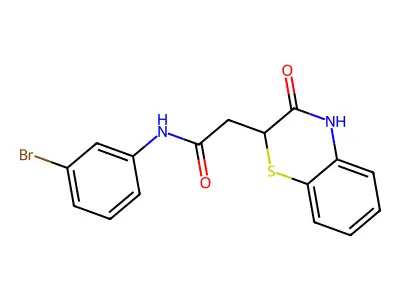 N-(3-bromophenyl)-2-(3-oxo-3,4-dihydro-2H-1,4-benzothiazin-2-yl)acetamide structure