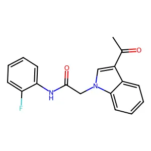 2-(3-acetylindol-1-yl)-N-(2-fluorophenyl)acetamide structure