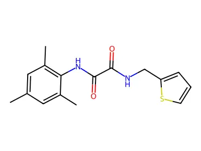 N1-mesityl-N2-(thiophen-2-ylmethyl)oxalamide structure