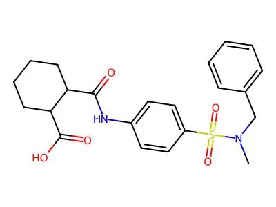 2-[(4-{[Benzyl(methyl)amino]sulfonyl}anilino)carbonyl]cyclohexanecarboxylic acid structure
