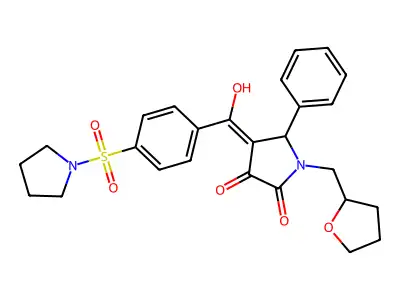 3-hydroxy-1-[(oxolan-2-yl)methyl]-5-phenyl-4-[4-(pyrrolidine-1-sulfonyl)benzoyl]-2,5-dihydro-1H-pyrrol-2-one structure