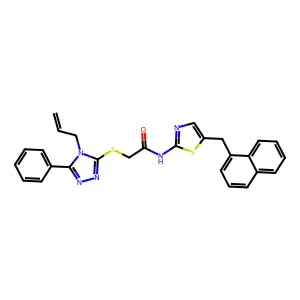 N-[5-(naphthalen-1-ylmethyl)-1,3-thiazol-2-yl]-2-[(5-phenyl-4-prop-2-enyl-1,2,4-triazol-3-yl)sulfanyl]acetamide structure