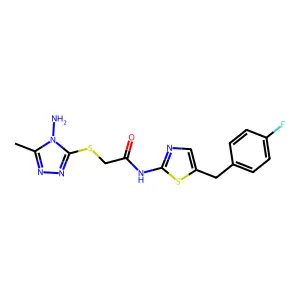 2-[(4-amino-5-methyl-4H-1,2,4-triazol-3-yl)sulfanyl]-N-{5-[(4-fluorophenyl)methyl]-1,3-thiazol-2-yl}acetamide structure