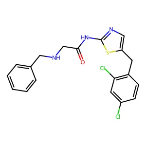 2-(benzylamino)-N-(5-(2,4-dichlorobenzyl)thiazol-2-yl)acetamide structure