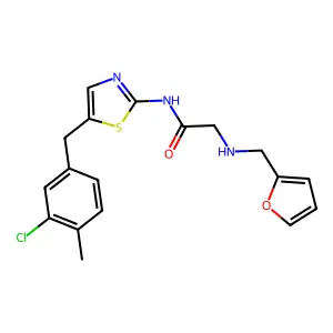 N-(5-(3-chloro-4-methylbenzyl)thiazol-2-yl)-2-((furan-2-ylmethyl)amino)acetamide structure
