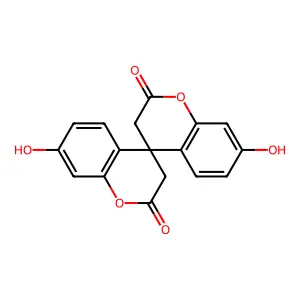 7,7'-dihydroxy-4,4'-spirobi[chromene]-2,2'(3H,3'H)-dione structure