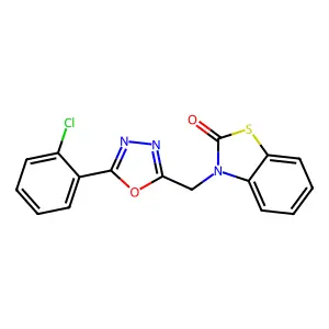 3-{[5-(2-chlorophenyl)-1,3,4-oxadiazol-2-yl]methyl}-1,3-benzothiazol-2(3H)-one structure