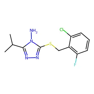 3-((2-chloro-6-fluorobenzyl)thio)-5-isopropyl-4H-1,2,4-triazol-4-amine structure