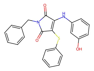 1-Benzyl-3-(3-hydroxyanilino)-4-phenylsulfanyl-2,5-pyrroledione structure
