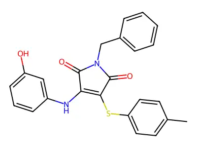 1-Benzyl-3-((3-hydroxyphenyl)amino)-4-(p-tolylthio)-1H-pyrrole-2,5-dione structure