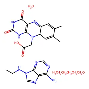 7,8-Dimethylisoalloxazine-10-acetic acid-adenin-9-ylethylamine complex structure