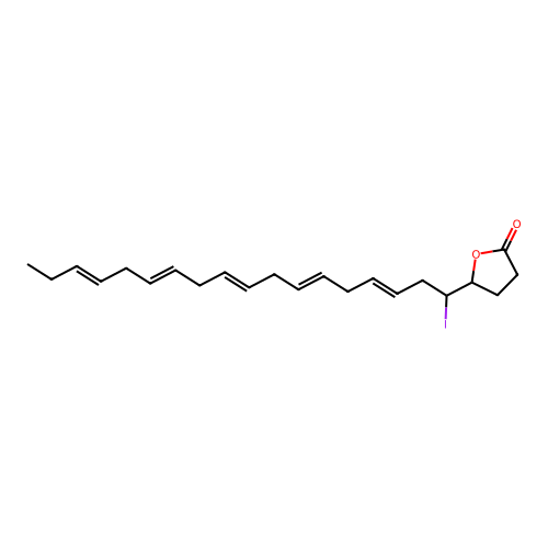 5-Iodo-4-hydroxy-7,10,13,16,19-docosapentaenoic acid gamma-lactone structure