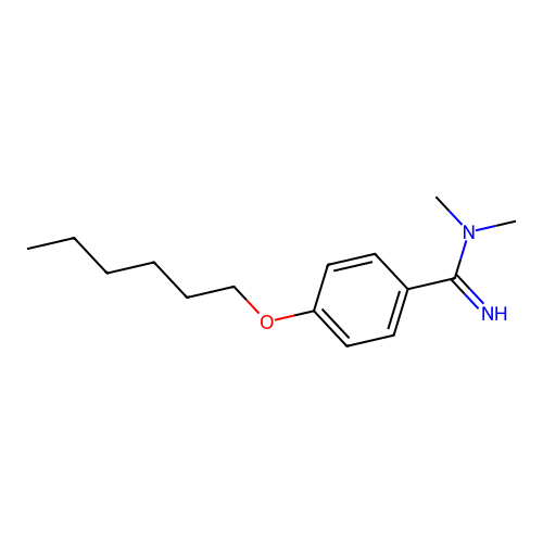 4-(hexyloxy)-N,N-dimethylbenzenecarboximidamide structure