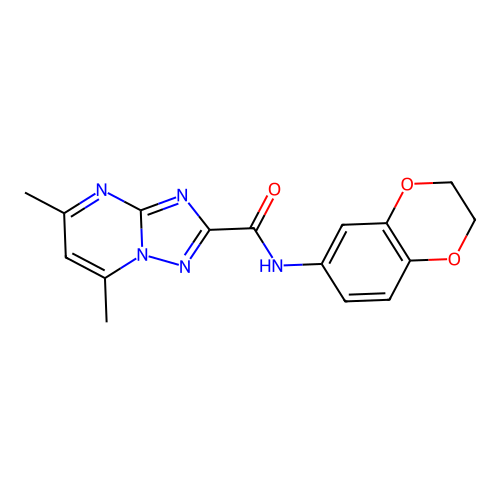 N-(2,3-dihydro-1,4-benzodioxin-6-yl)-5,7-dimethyl-[1,2,4]triazolo[1,5-a]pyrimidine-2-carboxamide structure
