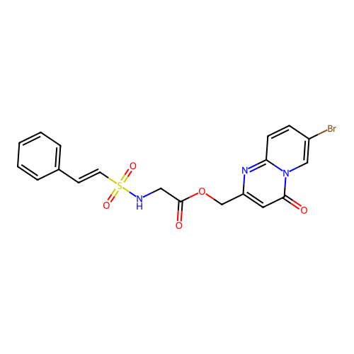 {7-bromo-4-oxo-4H-pyrido[1,2-a]pyrimidin-2-yl}methyl 2-(2-phenylethenesulfonamido)acetate structure