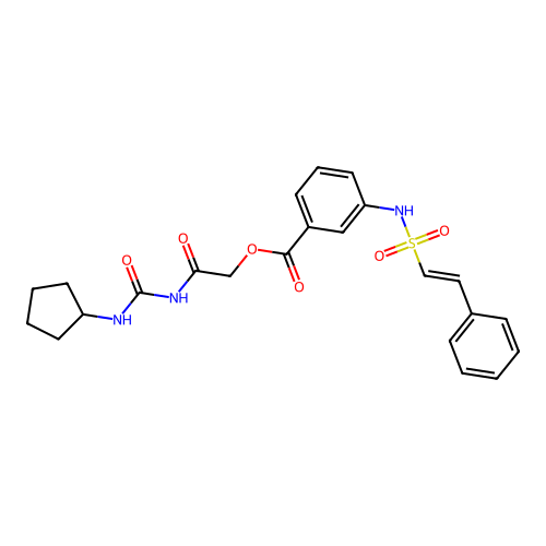 2-[(Cyclopentylcarbamoyl)amino]-2-oxoethyl 3-(2-phenylethenesulfonamido)benzoate structure