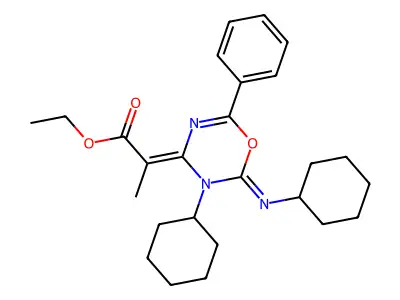 ethyl (2E)-2-(3-cyclohexyl-2-cyclohexylimino-6-phenyl-1,3,5- structure