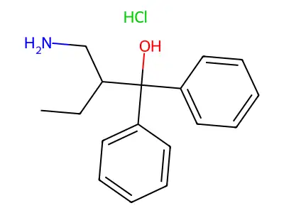 Benzhydrol, alpha-(1-(aminomethyl)propyl)-, hydrochloride structure