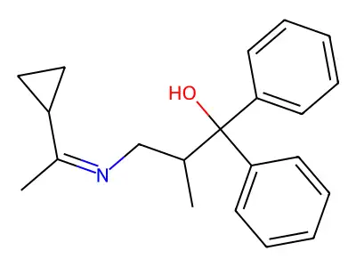 1,1-Diphenyl-2-methyl-3-(1-cyclopropylethylidene)aminopropanol structure