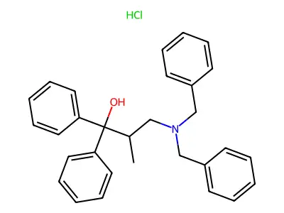 3-(Dibenzylamino)-2-methyl-1,1-diphenylpropan-1-ol--hydrogen chloride (1/1) structure