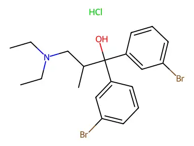 1,1-(3,3'-Dibromodiphenyl)-2-methyl-3-(diethylamino)propanol hydrochloride structure