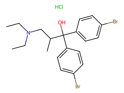 1,1-Bis(p-bromophenyl)-2-methyl-3-(diethylamino)propanol hydrochloride structure