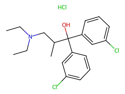 1,1-(3,3'-Dichlorodiphenyl)-2-methyl-3-(diethylamino)propanol hydrochloride structure