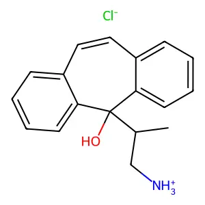 5H-Dibenzo(a,d)cyclohepten-5-ol, 5-(2-amino-1-methylethyl)-, hydrochloride structure