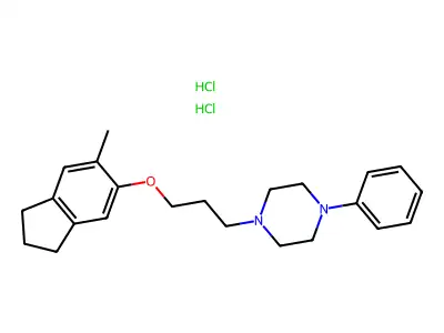 Piperazine, 1-(3-((2,3-dihydro-6-methyl-1H-inden-5-yl)oxy)propyl)-4-phenyl-, dihydrochloride structure