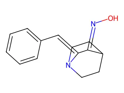 1-Azabicyclo[2.2.2]octan-3-one, 2-(phenylmethylene)-, oxime, (E,Z)- structure