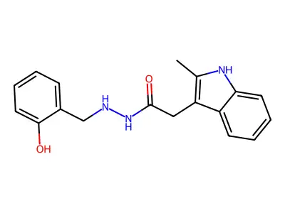 1H-Indole-3-acetic acid, 2-methyl-, 2-((2-hydroxyphenyl)methyl)hydrazide structure