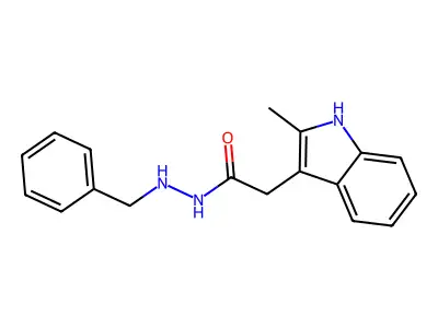 1H-Indole-3-acetic acid, 2-methyl-, 2-(phenylmethyl)hydrazide structure
