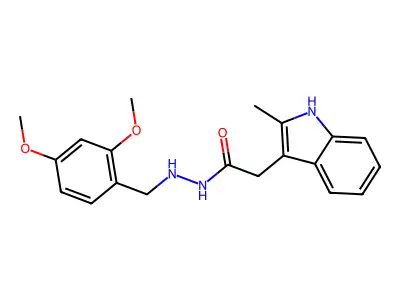 1H-Indole-3-acetic acid, 2-methyl-, 2-((2,4-dimethoxyphenyl)methyl)hydrazide structure