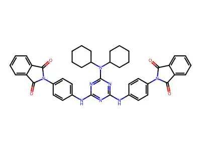 2-[4-[[4-(dicyclohexylamino)-6-[4-(1,3-dioxoisoindol-2-yl)anilino]-1,3,5-triazin-2-yl]amino]phenyl]isoindole-1,3-dione structure